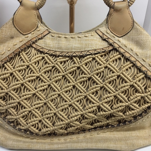 Cole Haan Woven Beige Canvas purse - Picture 3 of 15